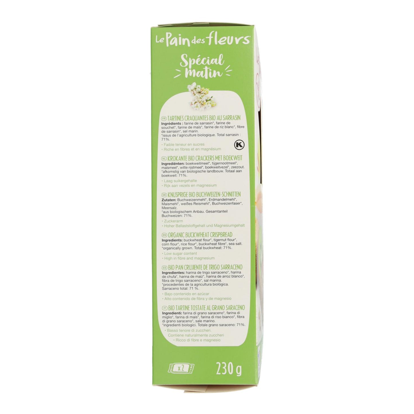 Tranches de pain au sarrasin spécial petit-déjeuner BIO Le Pain de Fleurs 230 g