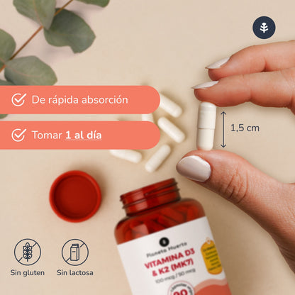 Vitamin D3 & K2 Mk7 Planeta Huerto 180 Kapseln