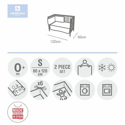 Juego de colcha + protector para cuna Star 60x120 cm. Beige