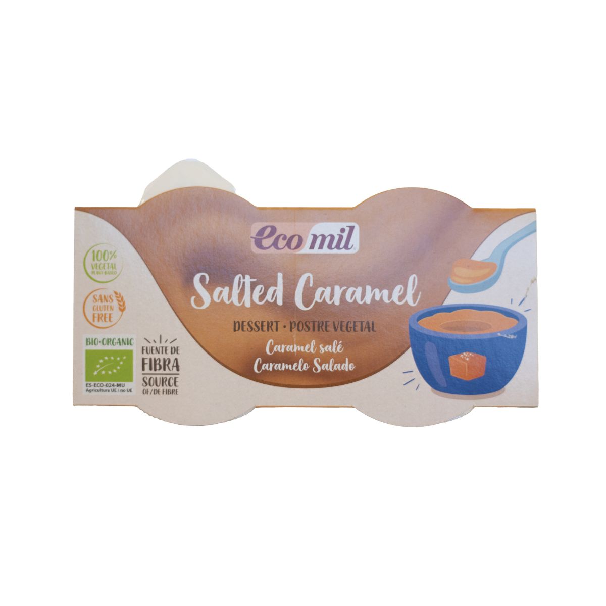 Dessert au caramel salé bio Ecomil, 2 unités de 125 g