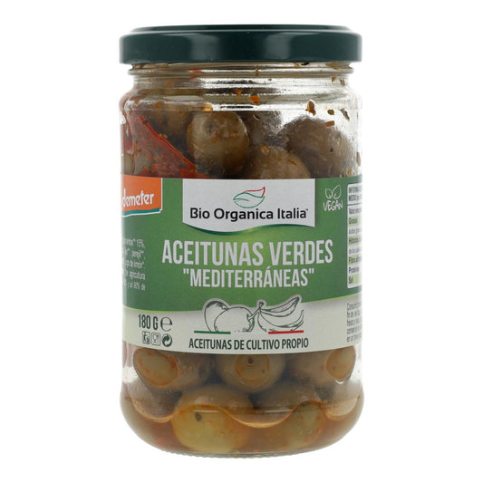 Olives vertes bio à la vinaigrette méditerranéenne Bio Organica Italia 180 g