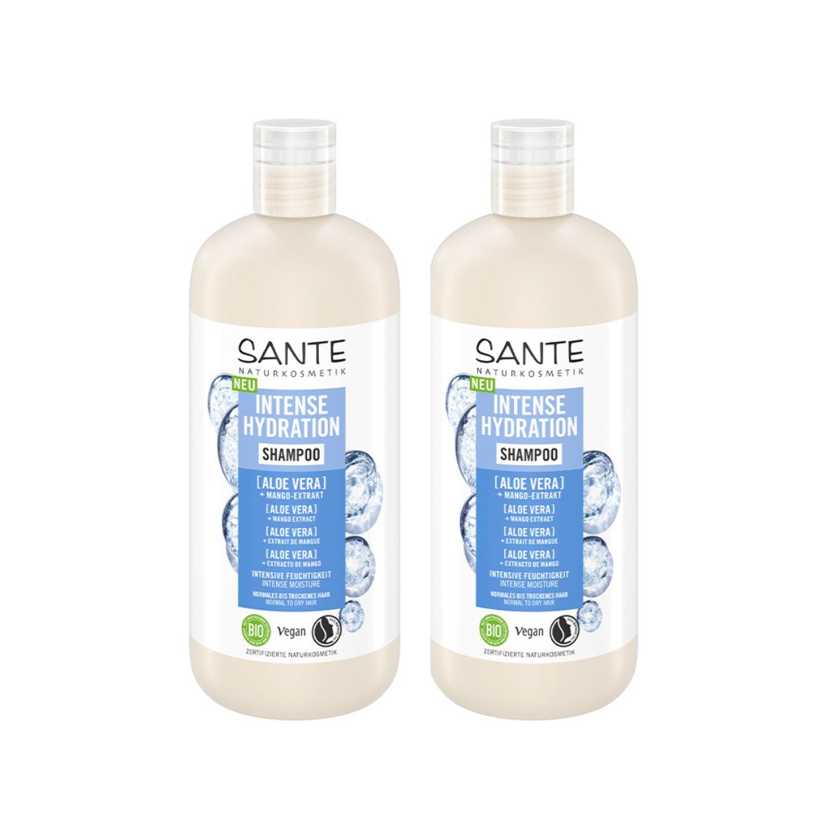 Pack 2x Shampooing hydratation intense à l'aloès Sante 500 ml