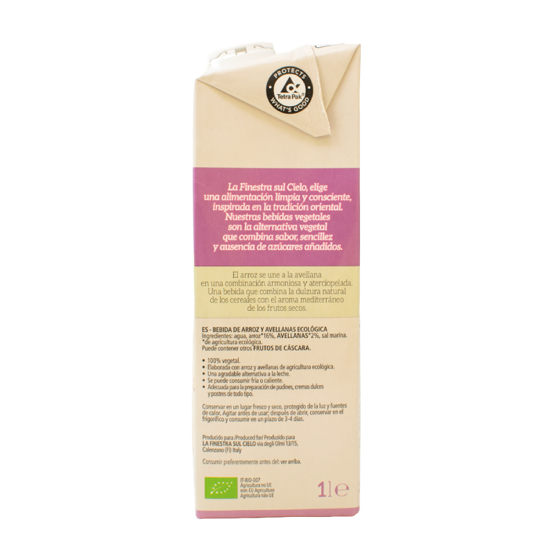 Boisson au riz et aux noisettes bio La Finestra Sul Cielo 1 L