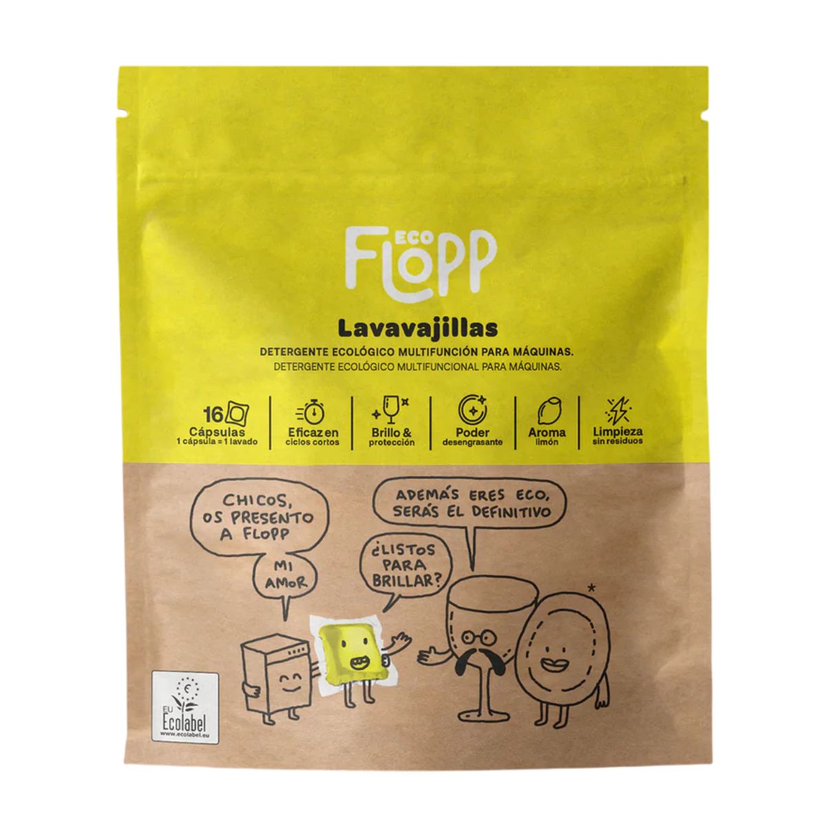 Pack of 2 x ECO Flopp Gel Dishwasher Tablets 16 caps