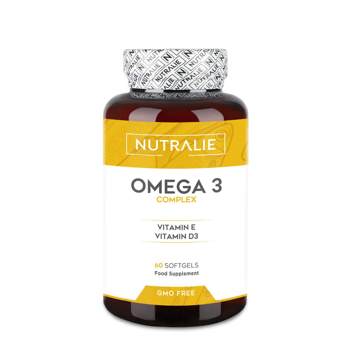 Omega 3 Complex 2000 mg + vitamine E en D3 DHA EPA Nutralie 60 softgels