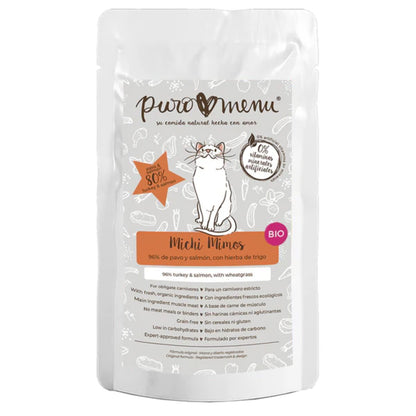 Nourriture humide Barf pour chats Michi mimos BIO (dinde et saumon) Puromenu 100 g