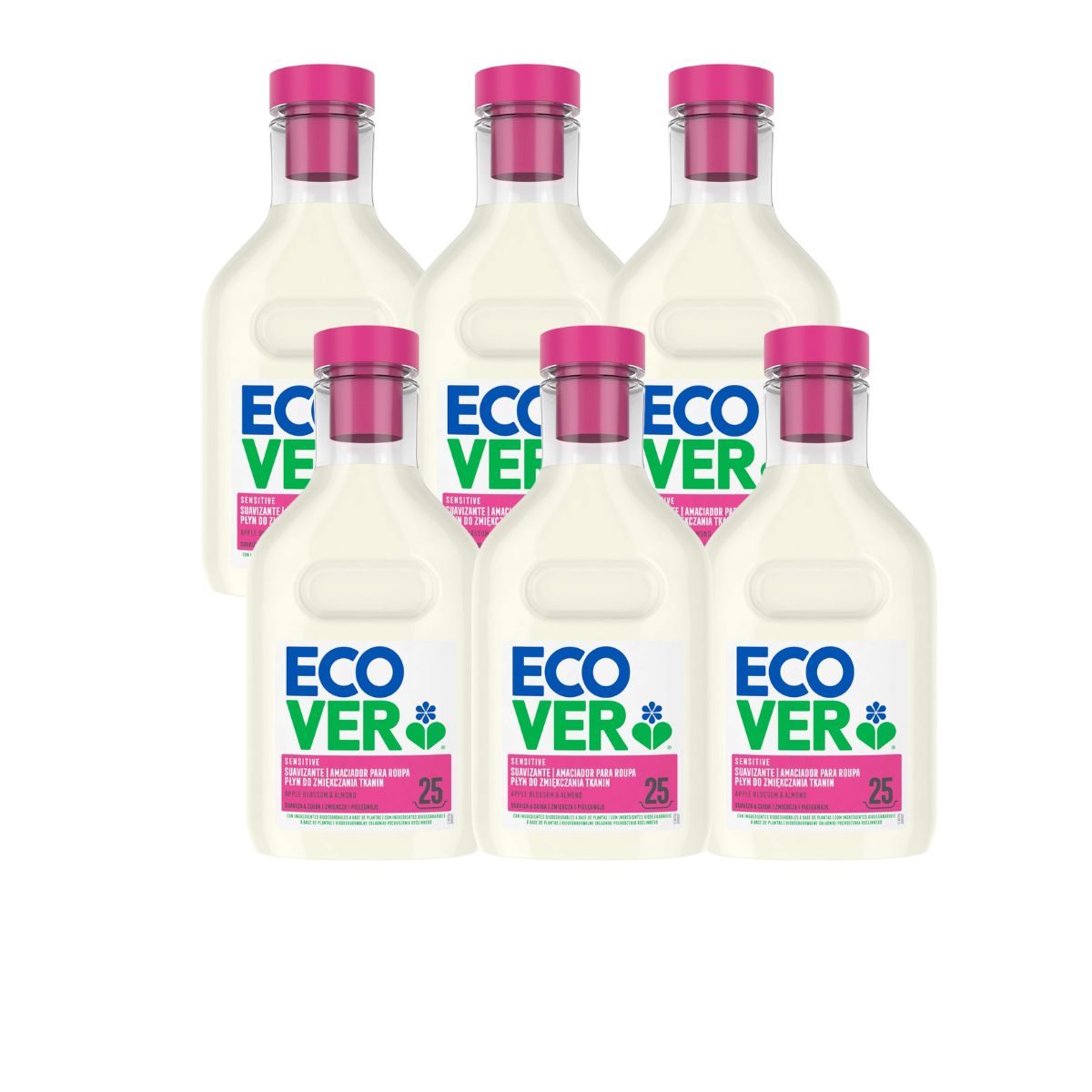 Confezione da 6 ammorbidenti per bucato al profumo di fiori di melo e mandorla Ecover 750 ml