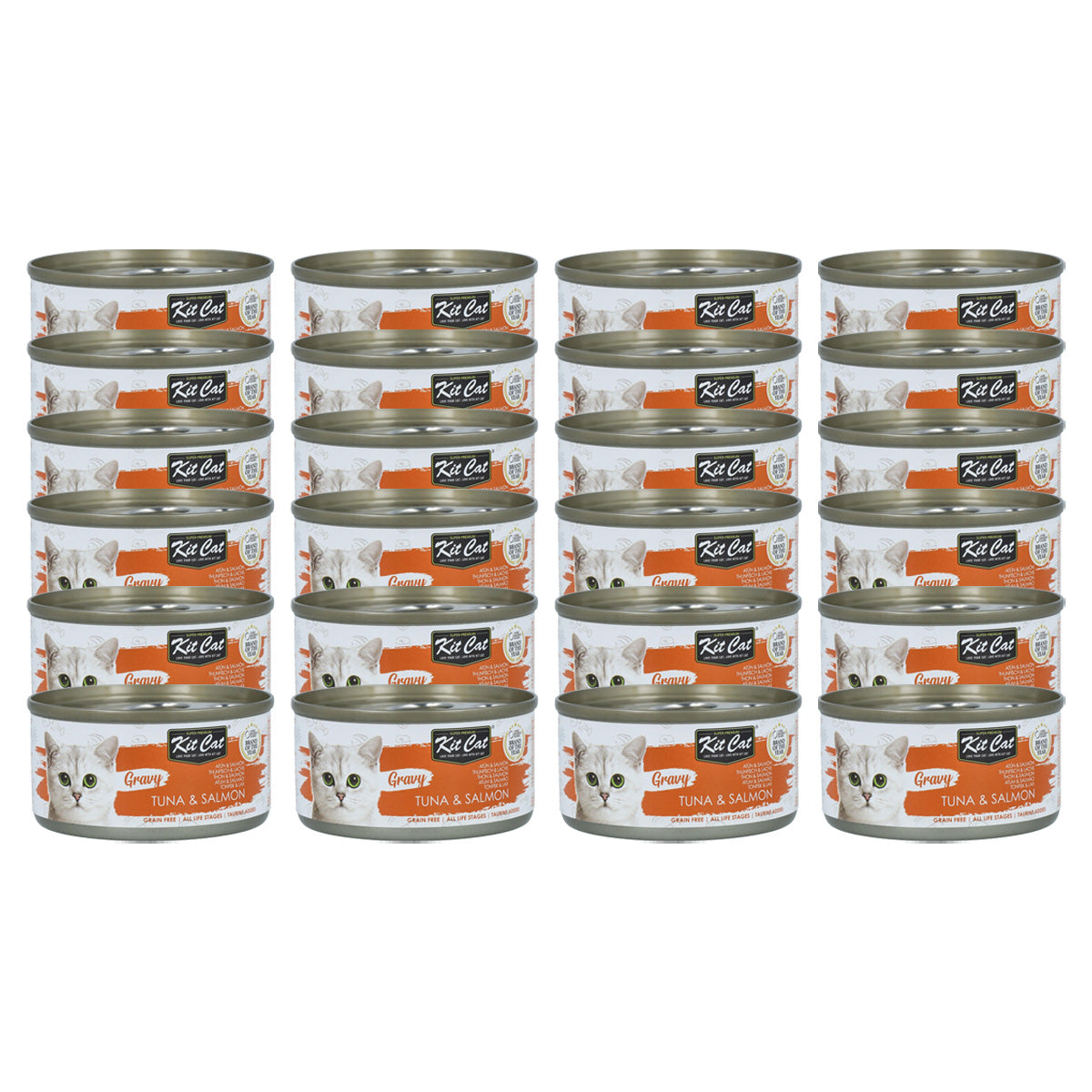 Confezione da 24 Kit Cat Lata Gravy - Tonno e salmone 70 g Cibo umido per gatti in salsa