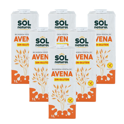 6er-Pack glutenfreies Bio-Hafergetränk Sol Natural 1 l