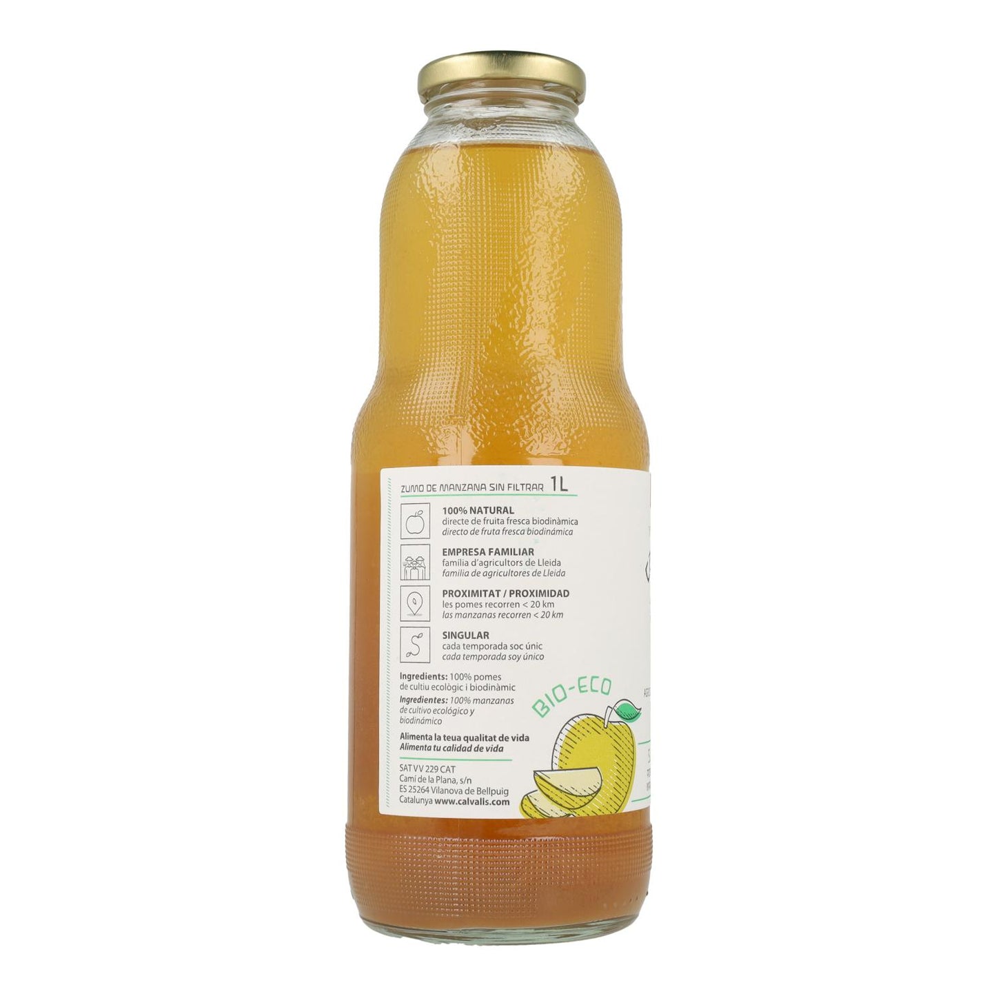Jus de pomme non filtré ECO Cal Valls, 1 L