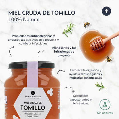 Pack 6x Miel Cruda de Tomillo Planeta Huerto 500 g