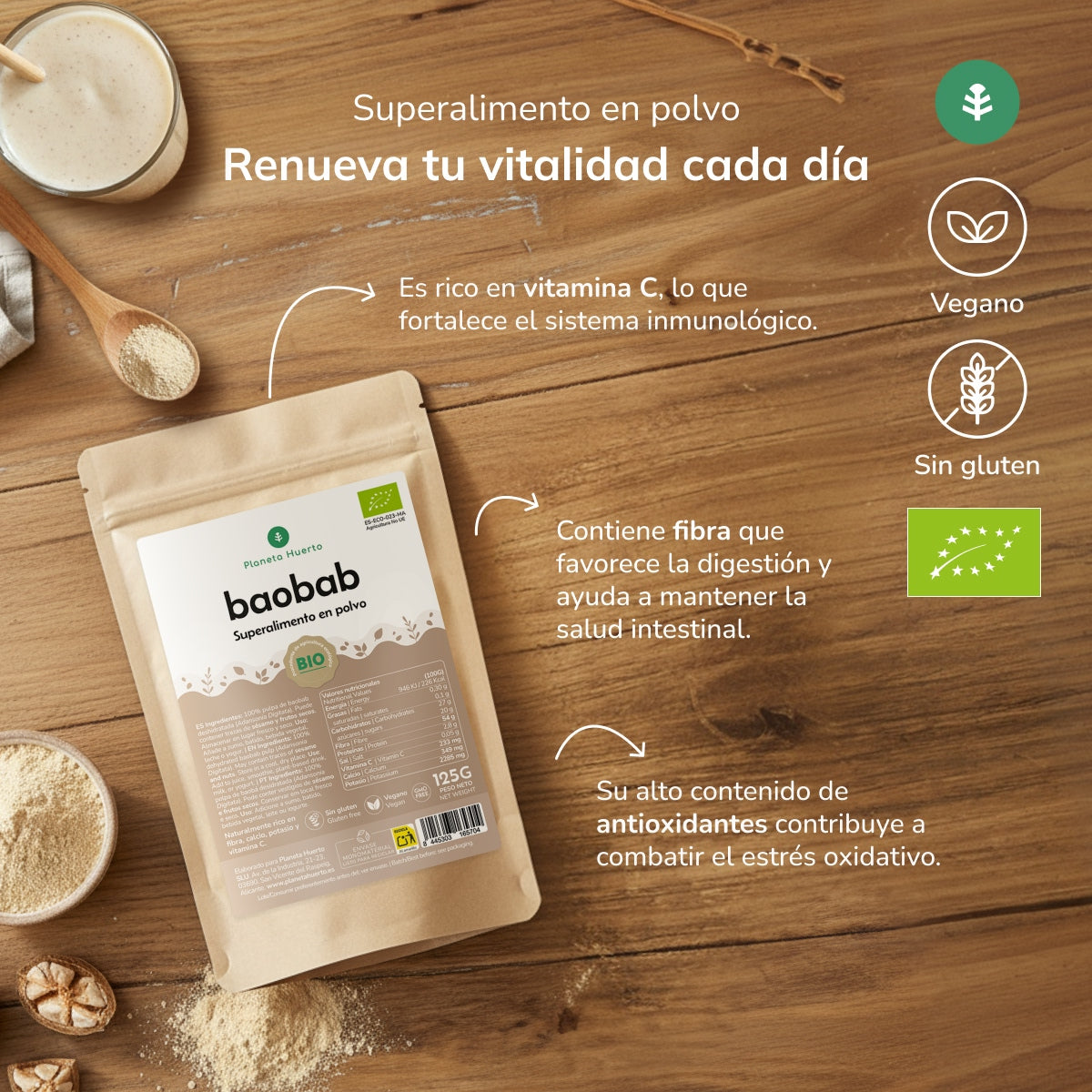 Baobab-Pulver Eco Planeta Huerto 125 g