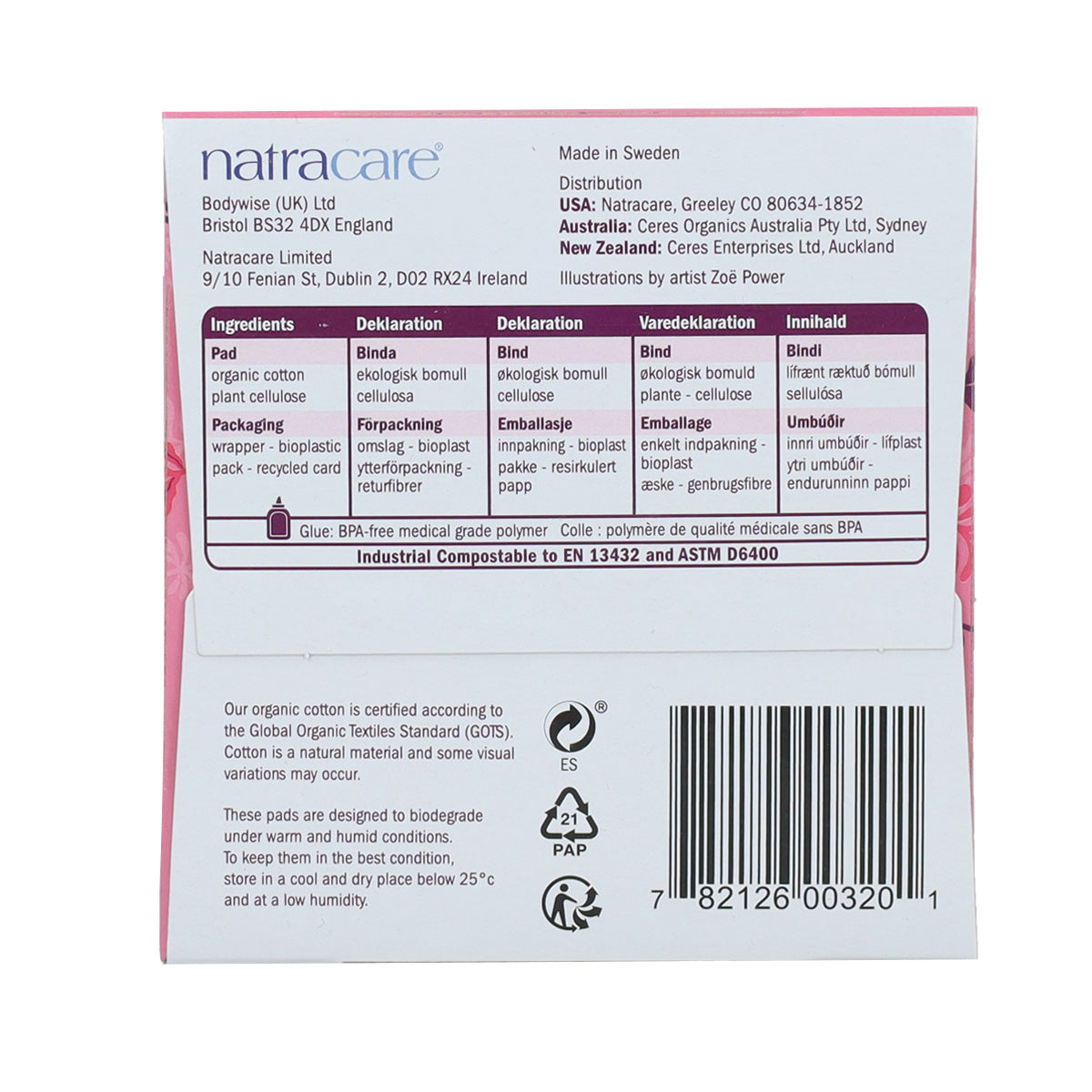 Ultralång bindor med vingar bio Natracare 8 st