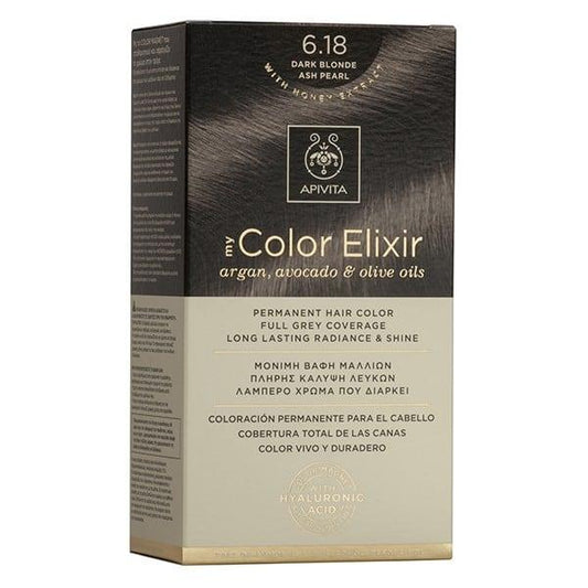 Haarfarbe My Color Elixir N6.18 Dunkelblond Perlgrau Apivita