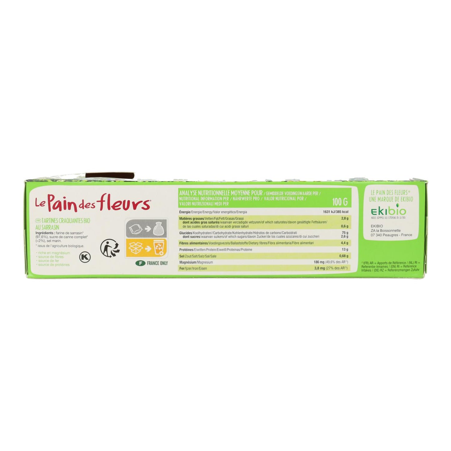 Pain de sarrasin croustillant sans gluten grillé de Le Pain de Fleurs 300 g