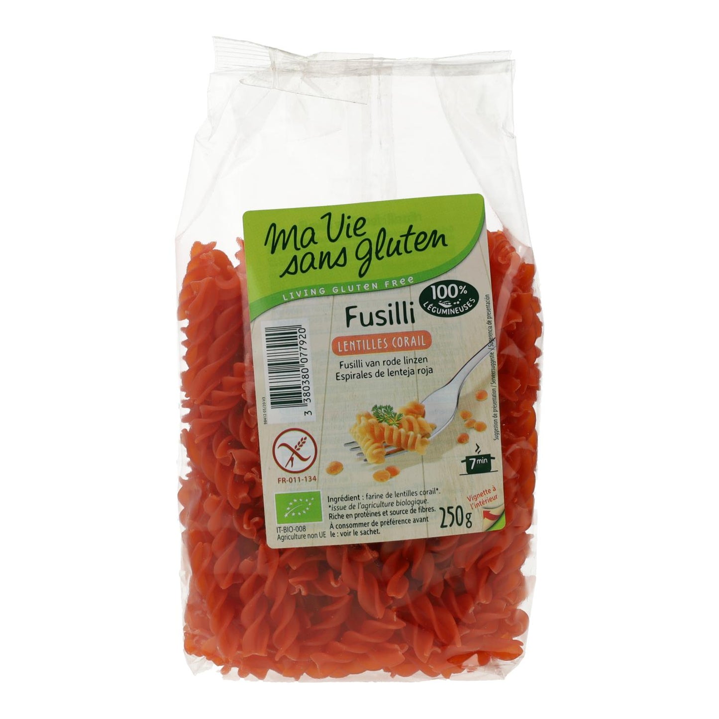 Ma Vie Sans Fusilli Lentilles Rouges Sans Gluten 250 g