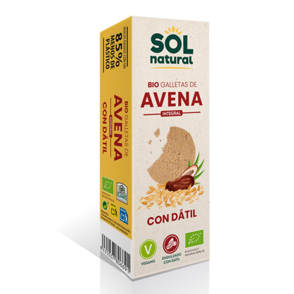 Biscuits à l'avoine complète sucrés aux dattes bio Sol Natural 170 g