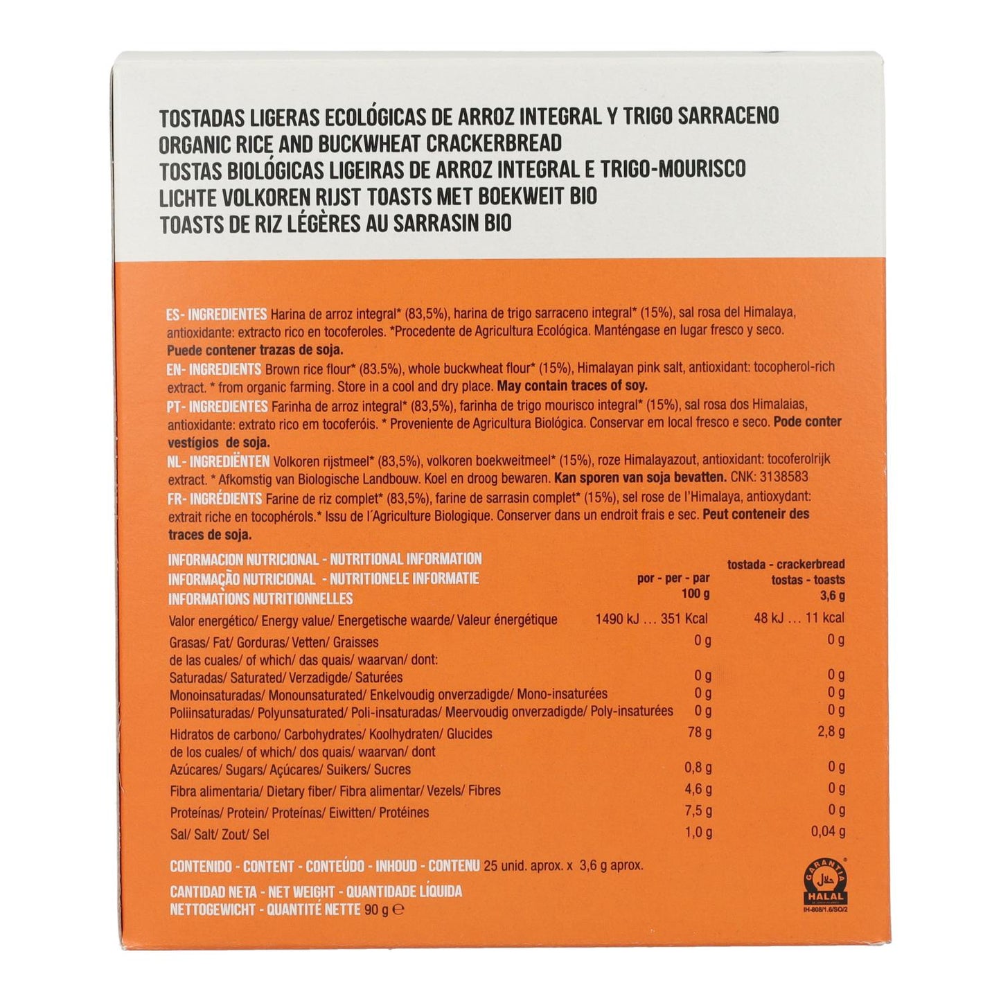 Reis- und Buchweizen-Toast Soria Natural 90 g