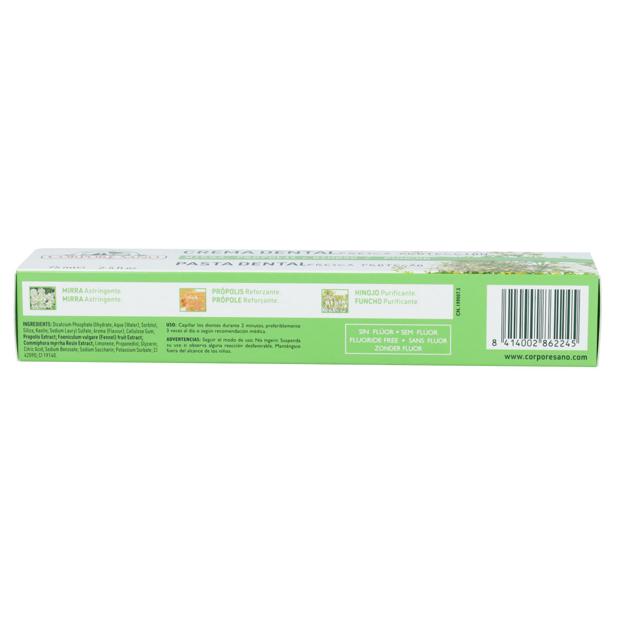 Dentifrice à la myrrhe, propolis et fenouil Corpore Sano 75 ml