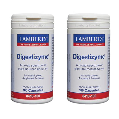 2-pack Digestizyme matsmältningsenzymer, Lamberts, 100 kapslar