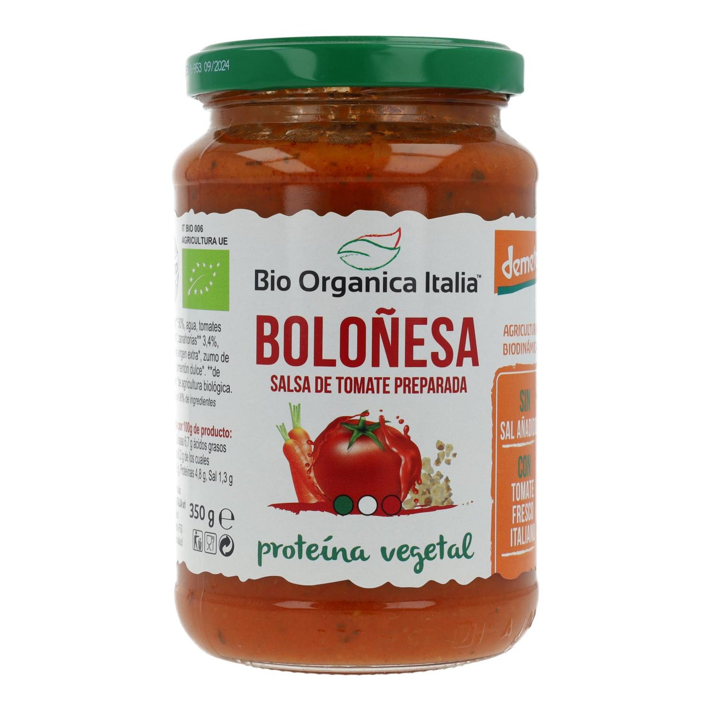 Salsa di pomodoro bolognese vegana biologica Demeter Organica Italia 350 ml