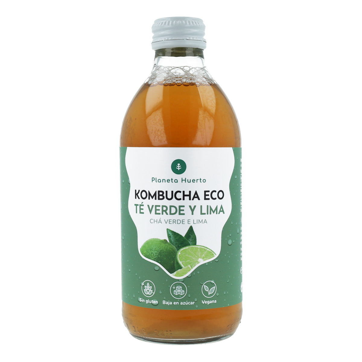 Kombucha ECO groene thee en limoen Planeta Huerto 330 ml