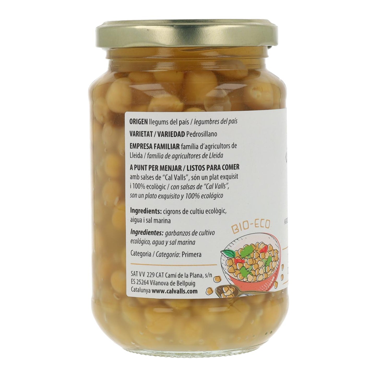 Lot de 6 boîtes de pois chiches cuits ECO Cal Valls 220 g