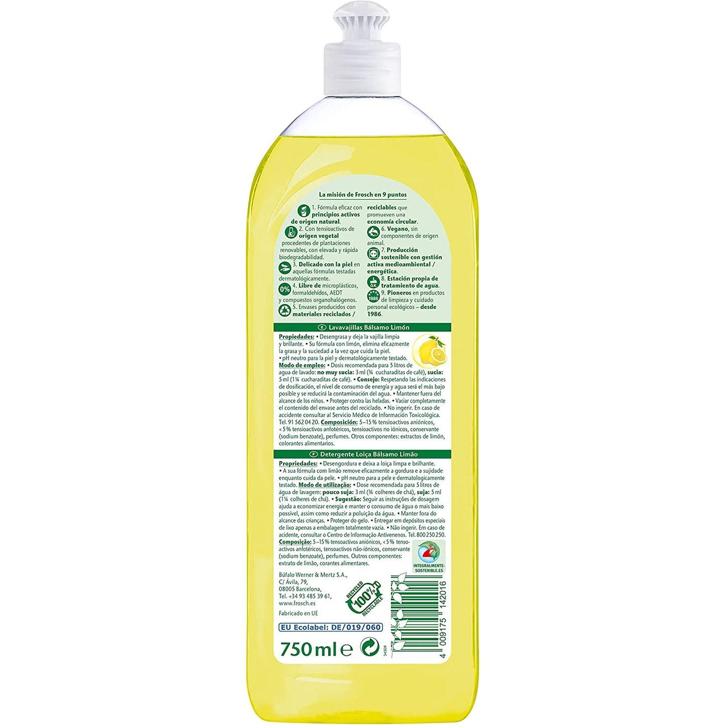 Eco Frosch Lemon Dishwashing Liquid 750 ml