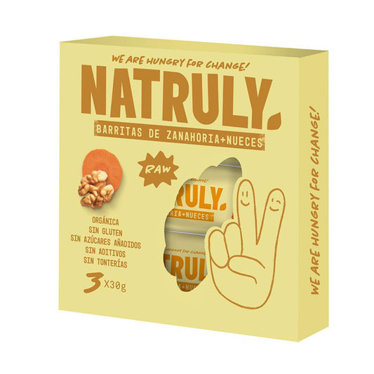 Barre Natruly Crue Bio Carottes et Noix (paquet de 3 x 30 g)