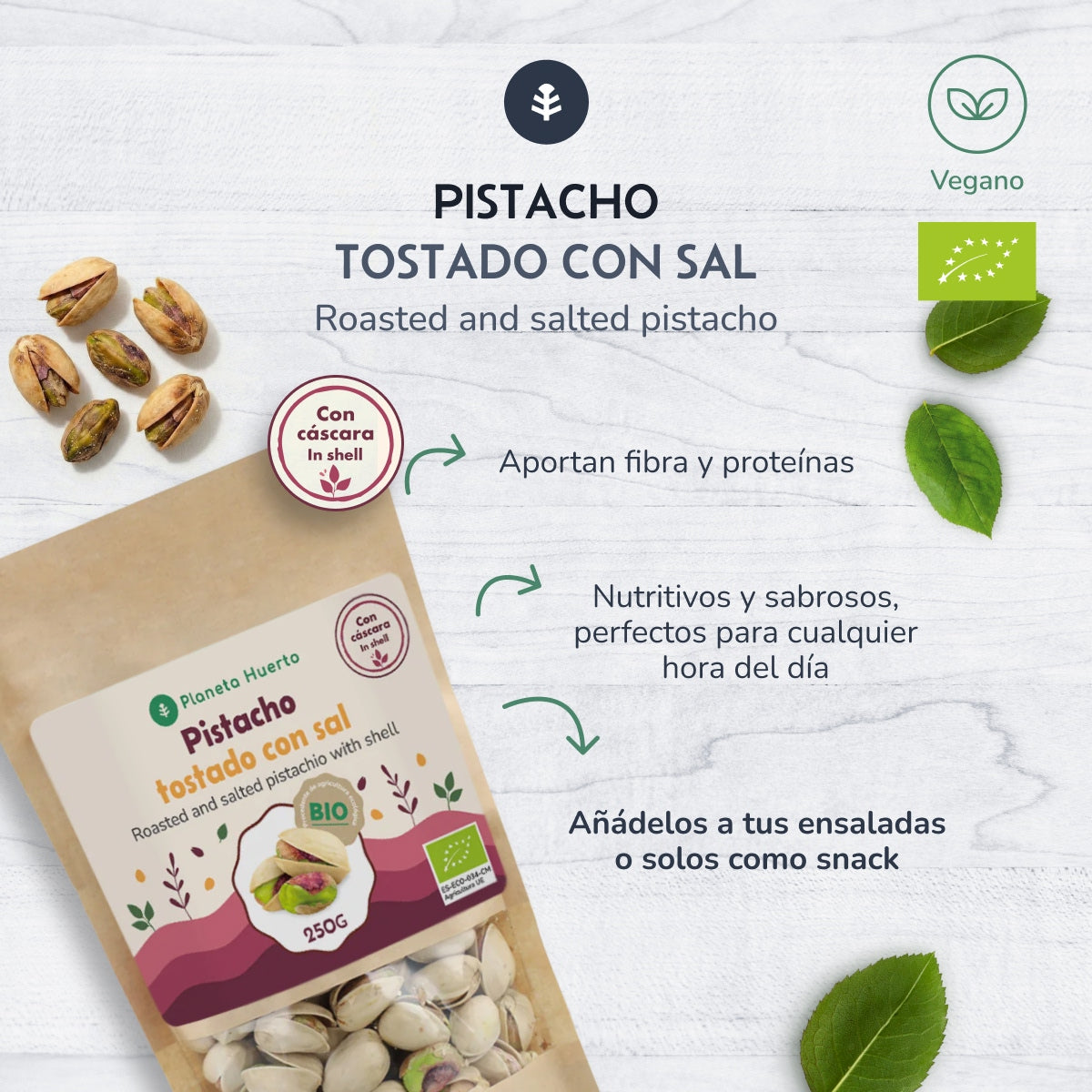 Orzechy pistacjowe w łupinach prażone i solone ECO Planeta Huerto 1 kg
