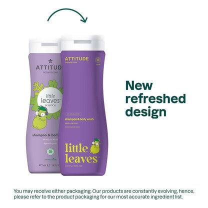 Gel e shampoo Little Leaves Vaniglia e Pera per bambini, Attitude, 473 ml