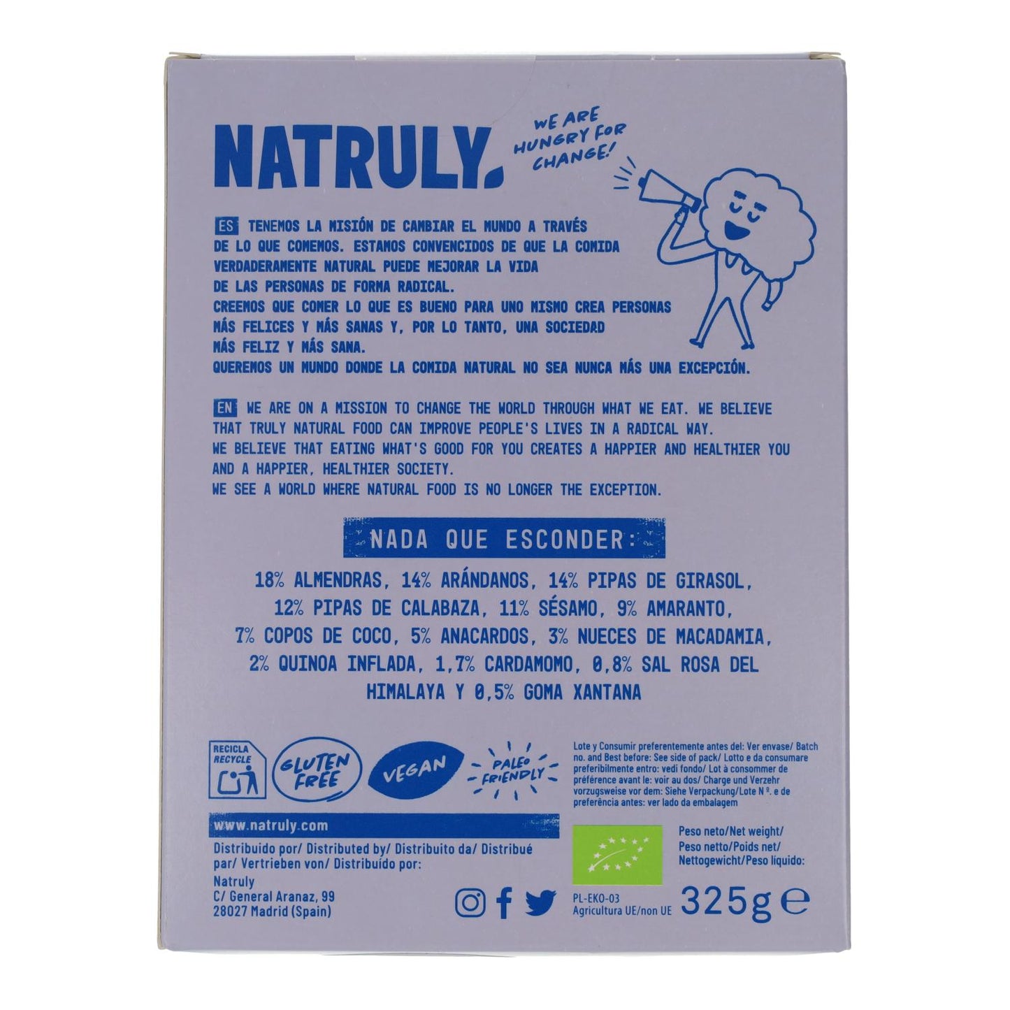 Granola mirtilli e cardamomo BIO Natruly 325 g