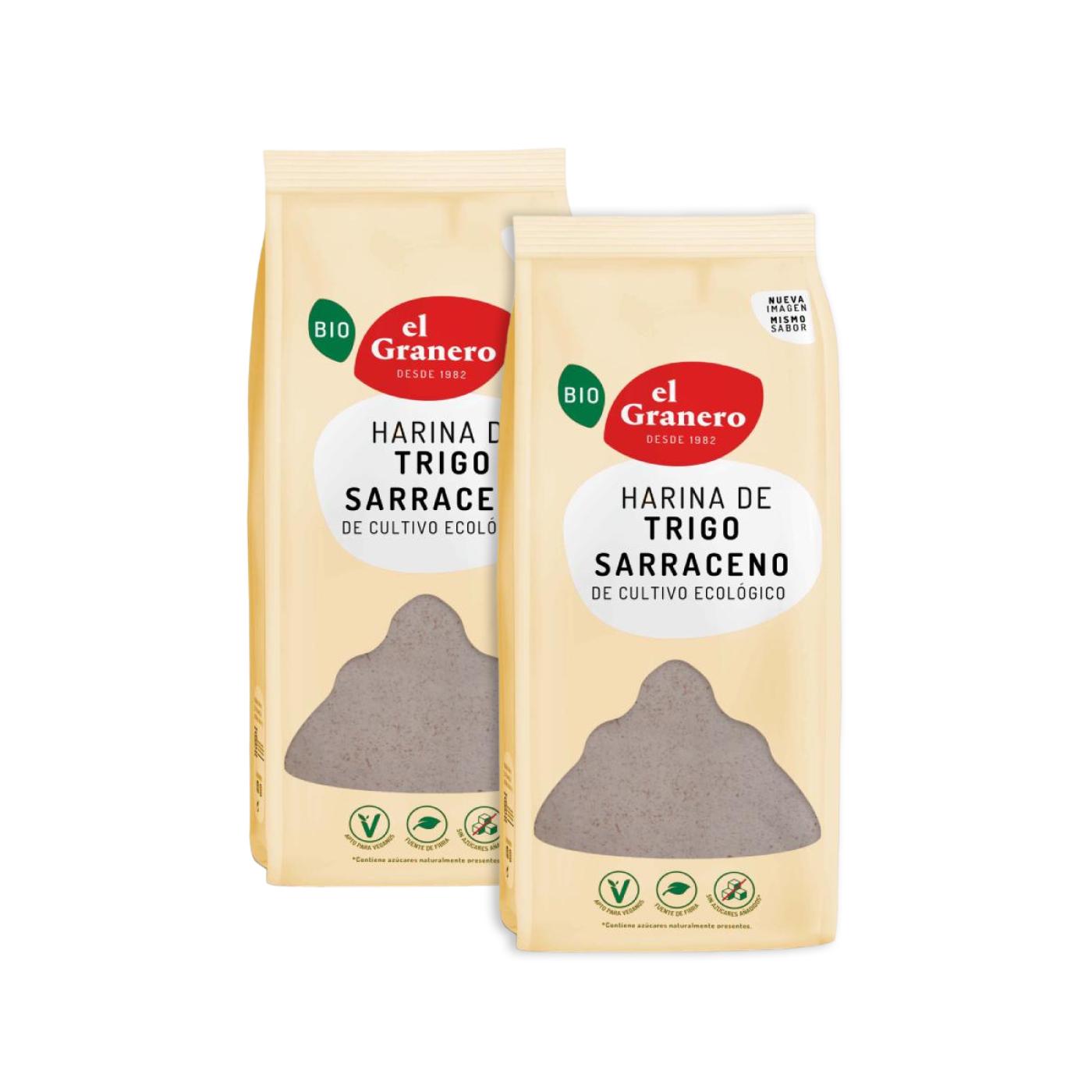 Lot de 2 paquets de farine de sarrasin biologique El Granero, 1 kg chacun