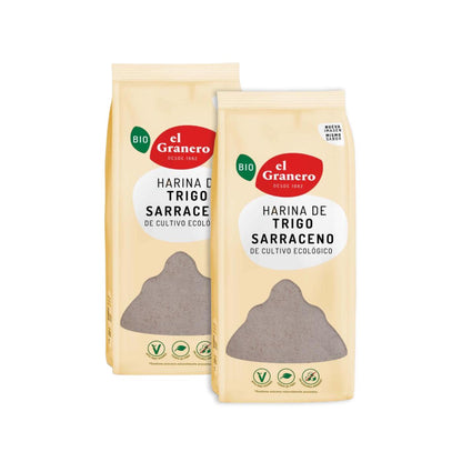 Lot de 2 paquets de farine de sarrasin biologique El Granero, 1 kg chacun