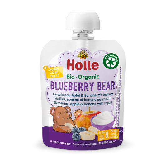Smoothie BIO z jagodami, jabłkiem, bananem i jogurtem (od 8. miesiąca) BLUEBERRY BEAR Holle 85 g