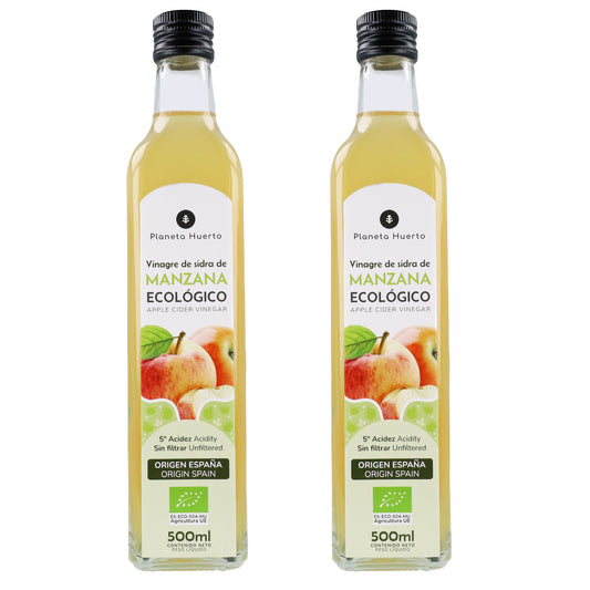 Pack de 2 vinaigre de cidre de pomme ECO Planeta Huerto non filtré 500 ml