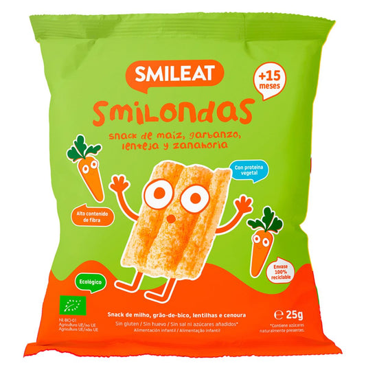 Smilondas Przekąska z kukurydzy, ciecierzycy, soczewicy i marchwi Eco Smileat 25 g