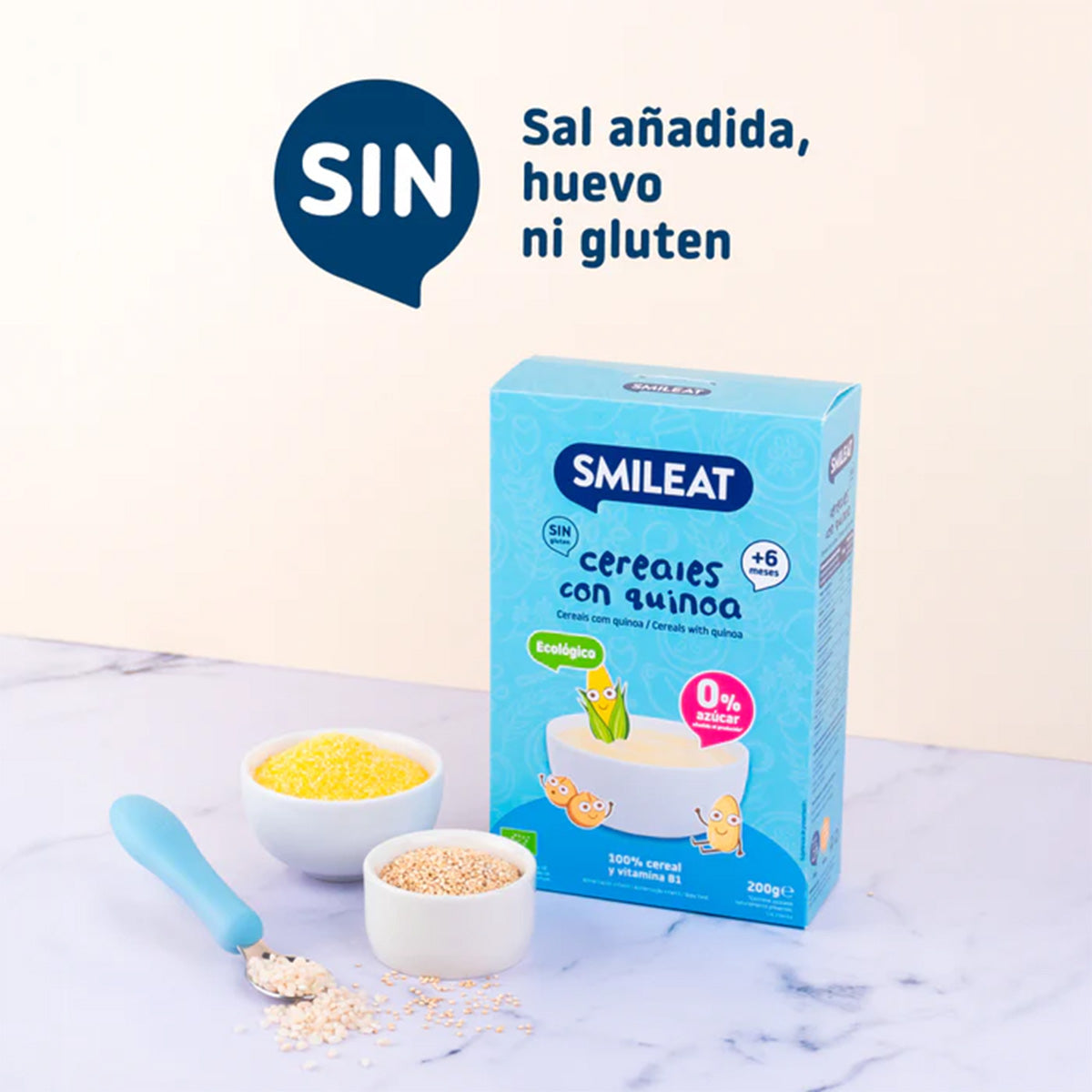 2er-Pack glutenfreier Getreidebrei mit Quinoa Eco Smileat, 200 g