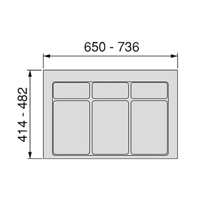 Emuca Base para contenedores cajón cocina, módulo 900 mm, Plástico, Gris antracita Módulo 90