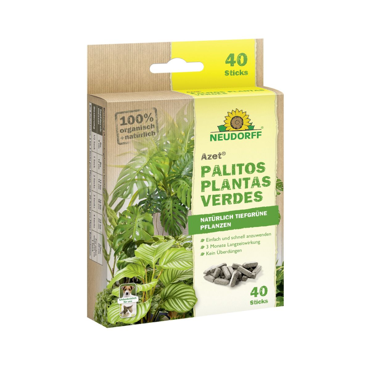 Bâtonnets fertilisants Azet pour plantes vertes Neudorff 40 unités