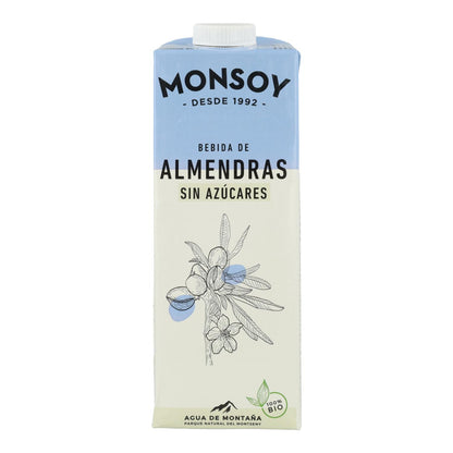 Lot de 6 boissons végétales Monsoy sans sucre à base d'amandes, 1 L