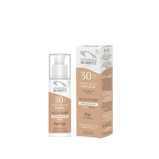 Crema solare protettiva per il viso color beige SPF30 Alga Maris 50 ml