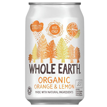 Pack of 6 Organic Orange and Lemon Soft Drinks, 330 ml. Whole Earth