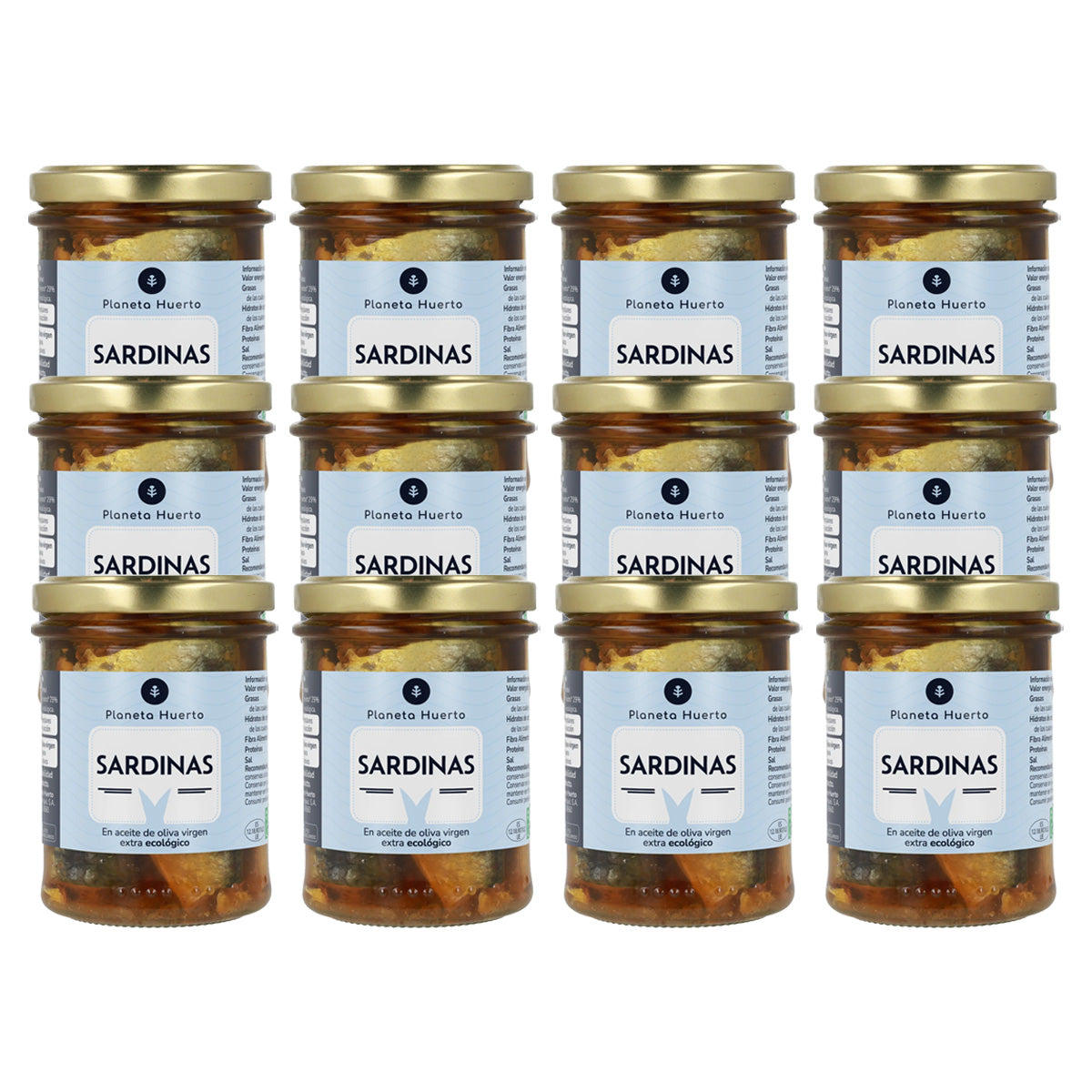 12er-Pack Sardinen in nativem Olivenöl extra ECO Planeta Huerto 190 g