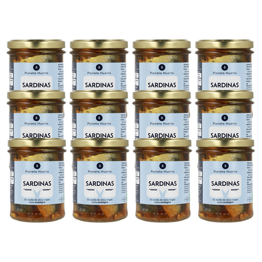 Confezione da 12 sardine in olio extravergine di oliva ECO Planeta Huerto 190 g