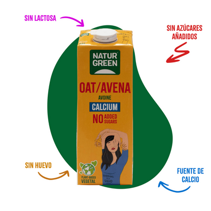 Boisson végétale à l'avoine sans sucres ajoutés, calcium Naturgreen 1 litre