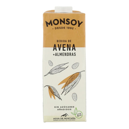 Lot de 6 bouteilles de boisson bio Monsoy à l'avoine et aux amandes (1 L).