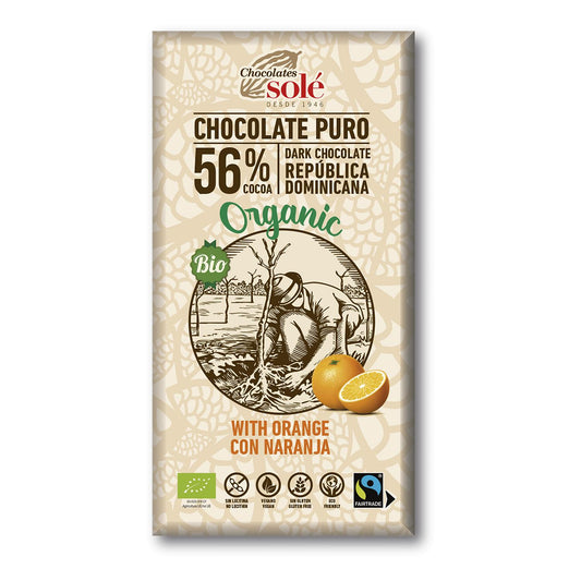 Czekolada gorzka z pomarańczą 56% kakao ECO Chocolates Solé 100 g