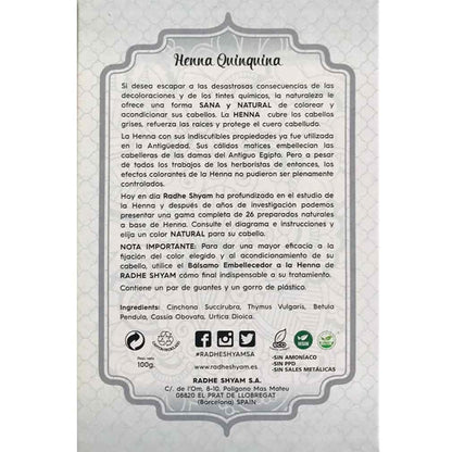 Henné quinquina en poudre Radhe  Radhe 100 g