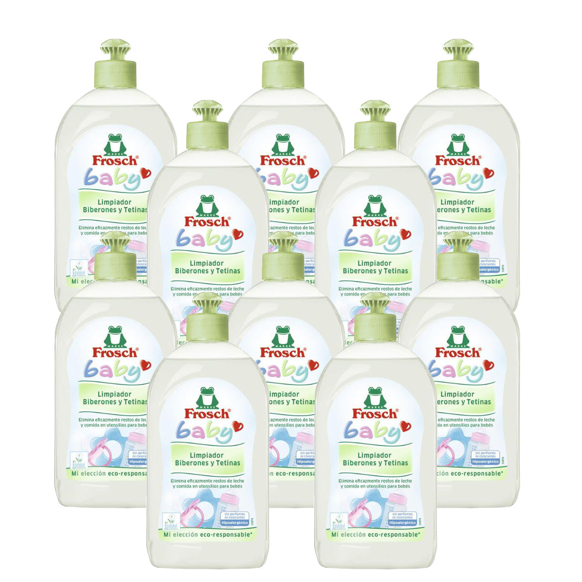 Lot de 10 nettoyants pour biberons et tétines Frosch 500 ml